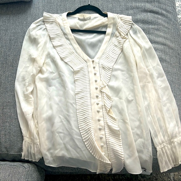 Off white Frame silk blouse with ruffles - Picture 1 of 7